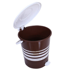 Kuber Industries Dustbin|Plastic Pedal Dustbin|Kitchen Inner Bucket Waste Paper Bin|Dustbin For Bedroom|Silver Layer 10 Litre Dustbin|Pack of 2 (Brown)