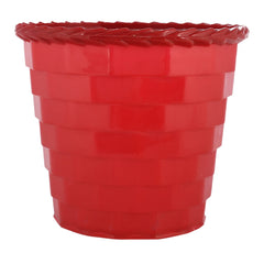 Kuber Industries Brick Flower Pot|Durable Plastic Flower Pots|Planters for Home Décor|Garden|Living Room|Balcony|8 Inch|Pack of 2 (Red)