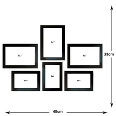Kuber Industries Collage Photo Frame For Living Room, Wall Set of 6 (Black) Size: 5x7-3 Pc., 4x6-3 Pc.