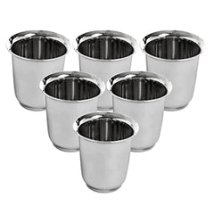 Kuber Industries Small Stainless Steel Glass | Set of 6 I South Indian Design | Multipurpose Serving Tea Coffee I Mirror Finish | Easy to Clean & Maintain