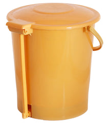 Kuber Industries Step-On Pedal Plastic Dustbin, Trashbin, Wastebin For Kitchen, Dustbin For Bathroom, Office Use With Handle, 10 Liter (Yellow)-47KM0932