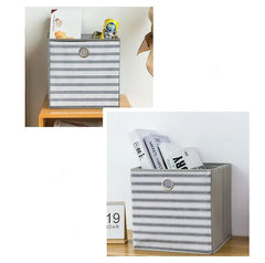 Urbane Home Foldable Storage Basket|Square Toy Storage Bin|Front Grab Handle|Wardrobe, Closet Organizer (Grey)