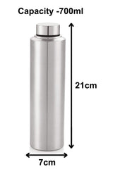 Heart Home Stainless Steel Fridge Water Bottle/Refrigerator Bottle/Thunder, 700 ML (Silver)