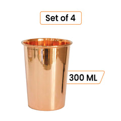 Kuber Industries Copper Drinking Serving Water Glasses Serveware Glass Tumbler (8 Pcs,Height-9 cm, Dia- 6 cm, 300 ml Each)