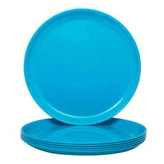 Kuber Industries 6 Pieces Unbreakable Round Plastic Microwave Safe Dinner Plates (Green) - CTGTC34609