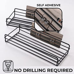 Kuber Industries Stainless Steel Bathroom & Kitchen Organizer Rack|Multipurpose Wall Shelves|Storage Racks & Shelves for Bathroom & Kitchen|HR-14|Pack of 2|Black