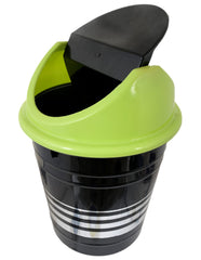Heart Home Plastic Dustbin, Trashbin, Wastebin For Kitchen, Bathroom, Office Use With Swing Lid, 10 Liter- Pack of 2 (Black & Green)-47HH0882