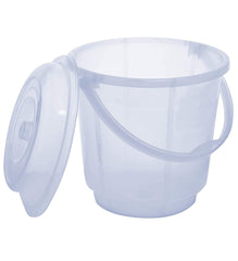 Kuber Industries Unbreakable Virgin Plastic Strong Transparent Bathroom Bucket with Lid 18 LTR (White)-KUBMART828, Standard