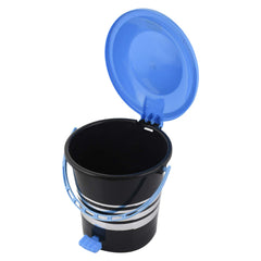 Kuber Industries Pedal Dustbin|Plastic Pedal Dustbin|Kitchen Waste Paper Bin|Dustbin For Bedroom|Blue Lid 10 Liter Dustbin|Pack of 2 (Black)