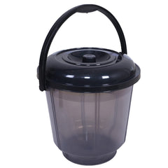 Kuber Industries Colorful Homeware Bucket| Plastic Bucket|Transparent Bucket with Lid & Handle for Bathroom,Home Use,13 Litre (Black)