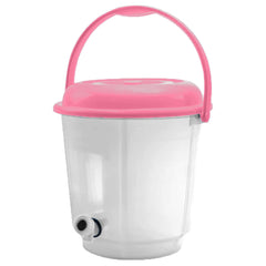 Heart Home Multipurposes Plastic Transparent Bucket With Lid & Tap System For Home Cleaning & Save Water, 18Ltr. (Pink) 52HH3891