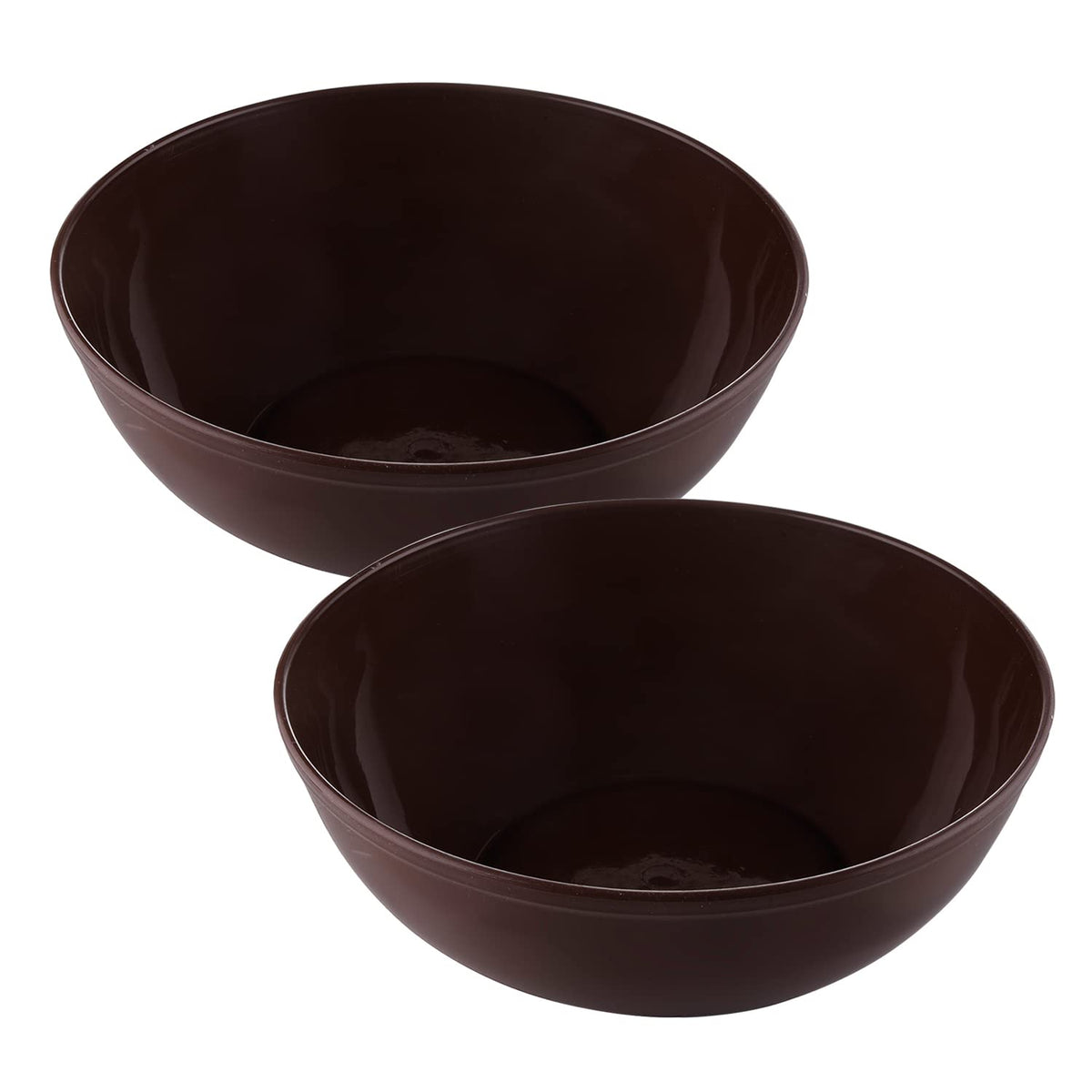 Kuber Industries Bowls|Plastic Dishwasher Safe Bowl|Serving Bowls|Bowls for Kitchen|Microwave Safe Bowls for Salad|Soup|Pasta|2000 ML|Pack of 2 (Brown)