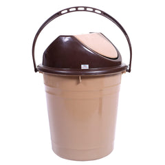 Heart Home Plastic Dustbin with Swinging Lid|Portable Garbage Basket & Round Trash Can for Home,Kitchen,Office,College,10 Ltr (Brown)