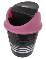 Kuber Industries Plastic Dustbin, Trashbin, Wastebin For Kitchen, Bathroom, Office Use With Swing Lid, 10 Liter- Pack of 2 (Black & Pink)-47KM0894