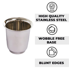 Kuber Stainless Steel Glass Set | Stainless Steel, Wobble Free Base, Durable | Multipurpose, Elegant Design & Mirror Finish | Easy to Clean & Store | Steel Glass Set 6