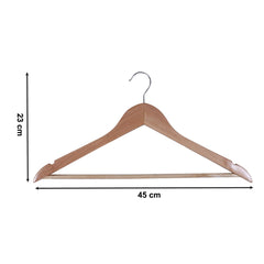 Heart Home Lightweight Attractive Wood Hangers for Shirt,Pants,Suit with Side Notches & Hooks Pack of 9 (Brown)