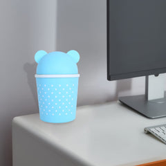 Kuber Industries Teddy Table Dustbin|Plastic Swinging Lid Waste Storage Garbage Bin|Desktop Trash Can For Study Table, Office(Sky Blue)