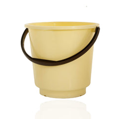 Kuber Industries Unbreakable Strong Plastic 6 Pieces Bathroom Bucket 16 Ltr (Cream & Brown) - CTKTC23471