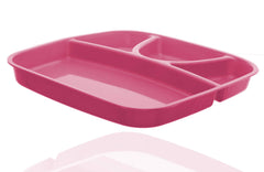 Kuber Industries 4 Pieces Microwave Safe Unbreakable Plastic Food Plate with Partitions (Pink) - CTKTC034704
