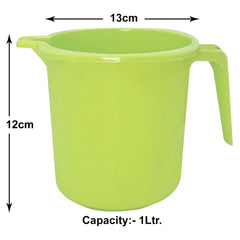 Heart Home Small Plastic Bathroom Mug, 1 Litre- Pack of 4 (Green)-50HH0805