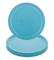 Kuber Industries 6 Pieces Unbreakable Round Plastic Microwave Safe Dinner Plates (Green) - CTGTC34609