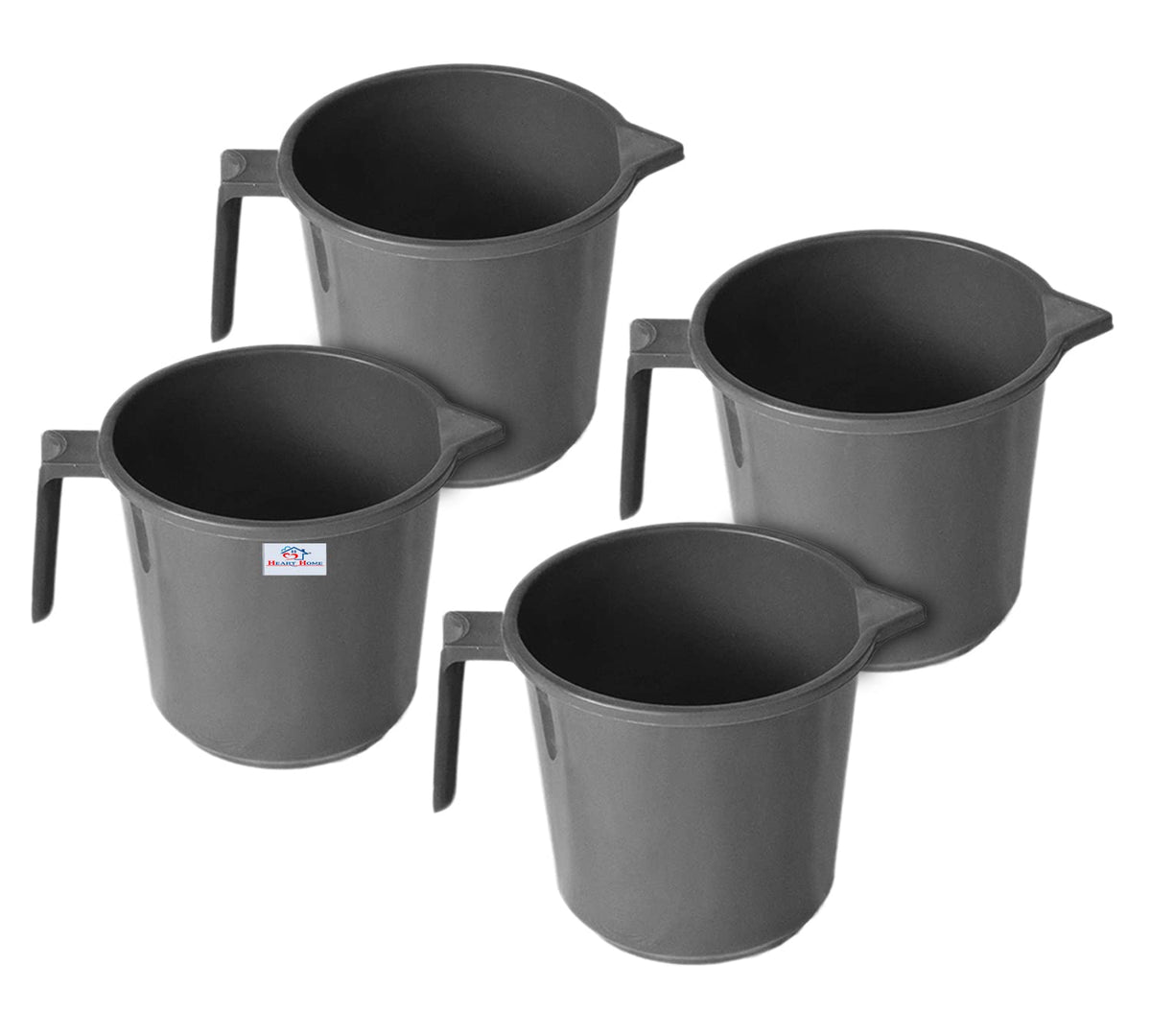 Heart Home Plastic Lightweight, Unbreakable Bathroom Mug 1.5 Litre- Pack of 4 (Grey) 54HH3907.
