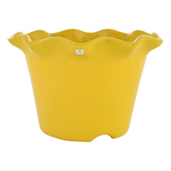 Heart Home Blossom Flower Pot|Durable Plastic Flower Pot|Gamla with Drain Holes for Home Décor|Balcony|Garden|8 Inch|Pack of 4 (Yellow)
