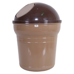 Heart Home Table Dustbin|Durable Plastic Small Desktop Garbage Bin with Swing-Lid|Countertop Trash Can For Study Table, Office, 3 Ltr, (Brown)
