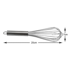 Heart Home Stainless Steel Balloon Shape Wire Whisk/Egg Beater for Blending, Whisking, Beating, Stirring, Cooking, Baking, 25cm- Pack of 3 (Silver)