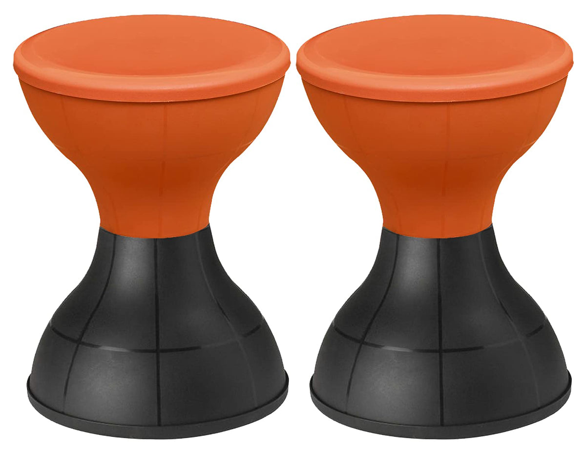 Heart Home Damroo Style Both Sided Plastic Sitting Stool for Indoor & Outdoor- Pack of 2 (Black & Orange), Standard (HS_38_HEARTH021814)