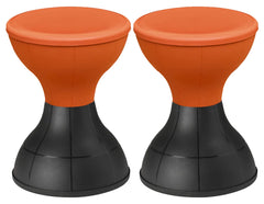 Heart Home Damroo Style Both Sided Plastic Sitting Stool for Indoor & Outdoor- Pack of 2 (Black & Orange), Standard (HS_38_HEARTH021814)