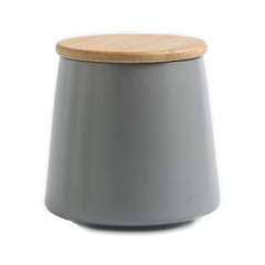 Kuber Industries Ceramic Jar with Bamboo Lid 1000ml | White-Gold | Kitchen Storage Container for Tea, Coffee, Snacks, Sugar, Salt, Pulses, Grains, Dry Fruit, Spices | Kitchen Organizer Gift Set