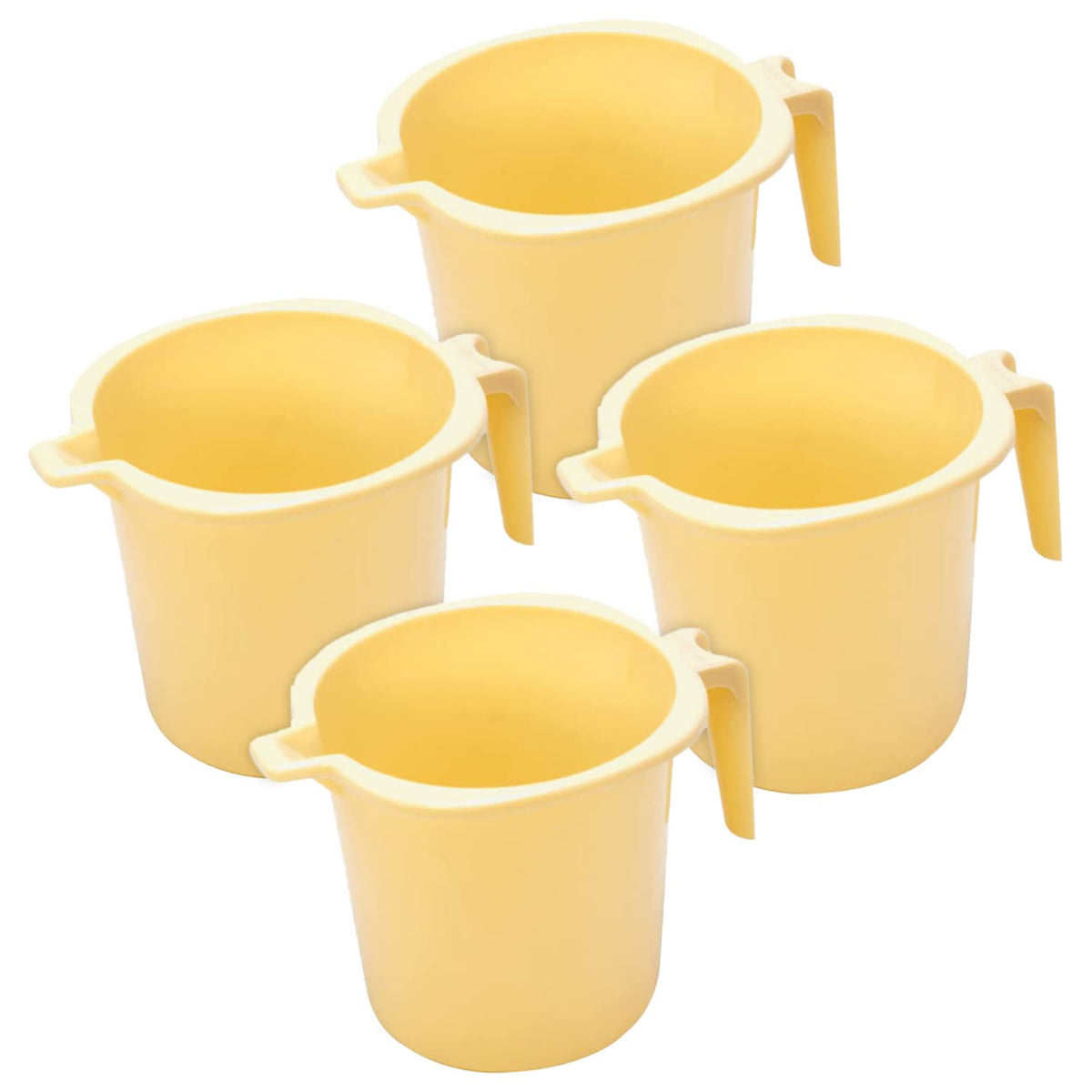 Heart Home Multiuses Square Large Lightweight, Unbreakable Strong Plastic Bathroom Mug, 2 Litre- Pack of 4 (Cream)-50HH0848