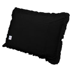 Heart Home Pillow Cover | Cotton Pillow Cover | Pillow Cover For Bedroom | Pleated Frill Border Long Crush Pillow Cover | Set of 4 | 20x30 Inch | Black