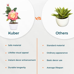 Kuber Industries Artificial Plants for Home Décor|Natural Looking Indoor Fake Plants with Pot|Artificial Flowers for Decoration (Peach)