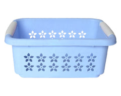 Heart Home Multipurpose Rectangle Shape Plastic Storage Basket for Kitchen, Fruit Basket, Office Table, Storage Organizer Medium Pack of 2 (Sky Blue)