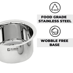 Kuber Industries Set of 5 Stainless Steel Tope Set (800ml 1L 1.4L 1.9L and 2.4L) | Gas Stove and Induction Compatible | Triply Tope | Heavy Duty Gauge