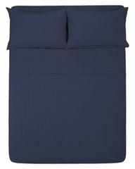 Kuber Industries Lining Design Cotton Double Bedsheet with 2 Pillow Covers, 90"x100" (Blue)-50KM01937