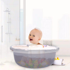 Heart Home Durable Deep Bath Tub|Versatile Short Livestock Feeding Pan| Plastic Utility Gaint Basin for Baby Bathing,Washing Clothes,26 Litre,Pack of 2 (Sky Blue & Pink)