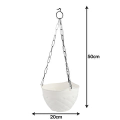 Heart Home Diamond Flower Pot|Durable Plastic Hanging Basket Flower Planter with Chain for Home|Garden|Balcony|Pack of 5 (White)