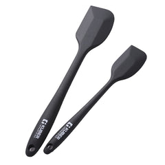 Kuber Industries Silicon Spatula Set| BPA-Free & Food Grade Silicon|Non-Stick Cookware Set of 2 (1 Large, 1 Regular Spatula)|Cooking & Baking Essentials|Heat Resistant|Dishwasher Safe (Black)