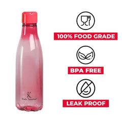 Kuber Industries BPA Free Plastic Water Bottles | Set of 4 | Unbreakable Leak Proof Food Grade Plastic | for Kids & Adults | Refrigerator Plastic Bottle| Pink