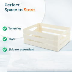 Kuber Industries Multipurpose Portable Large Storage Basket|Box For Storage Without Lid (Beige)