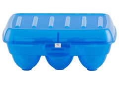 Heart Home Plastic 6 Slot Egg Container,Tray, Holder for Refrigerator & Kitchen- Pack of 6 (Blue)-46HH0406