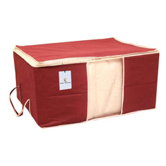 Kuber Industries 4 Piece Non Woven Underbed Storage Organiser Set, Extra Large, Maroon (CTSN040)