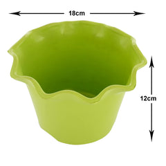 Heart Home Blossom Flower Pot|Durable Plastic Flower Pots|Planters for Home Décor|Garden|Living Room|Balcony|Pack of 4 (Green)