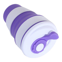 Kuber Industries Collapsible Coffee Cup|Silicone Portable Travel Coffee Mug|Camping Cup with Lid for Travel,Hiking Outdoors,350 ML,Pack of 2 (Purple)