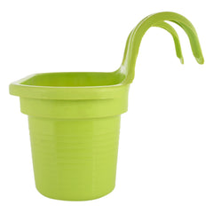 Kuber Industries Hanging Flower Pot|Double Hook Plant Container|Durable Plastic Glossy Finish Pots for Home|Balcony|Garden|12 Inch|Pack of 4 (Green)