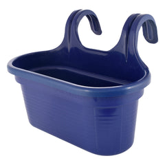 Kuber Industries Hanging Flower Pot|Double Hook Plant Container|Durable Plastic Glossy Finish Pots for Home|Balcony|Garden|12 Inch|Pack of 3 (Blue)