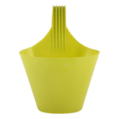 Kuber Industries Hanging Flower Pot|Single Hook Plant Container|Durable Plastic Glossy Finish Pots for Home|Balcony|Garden|9 Inch|Pack of 4 (Green)